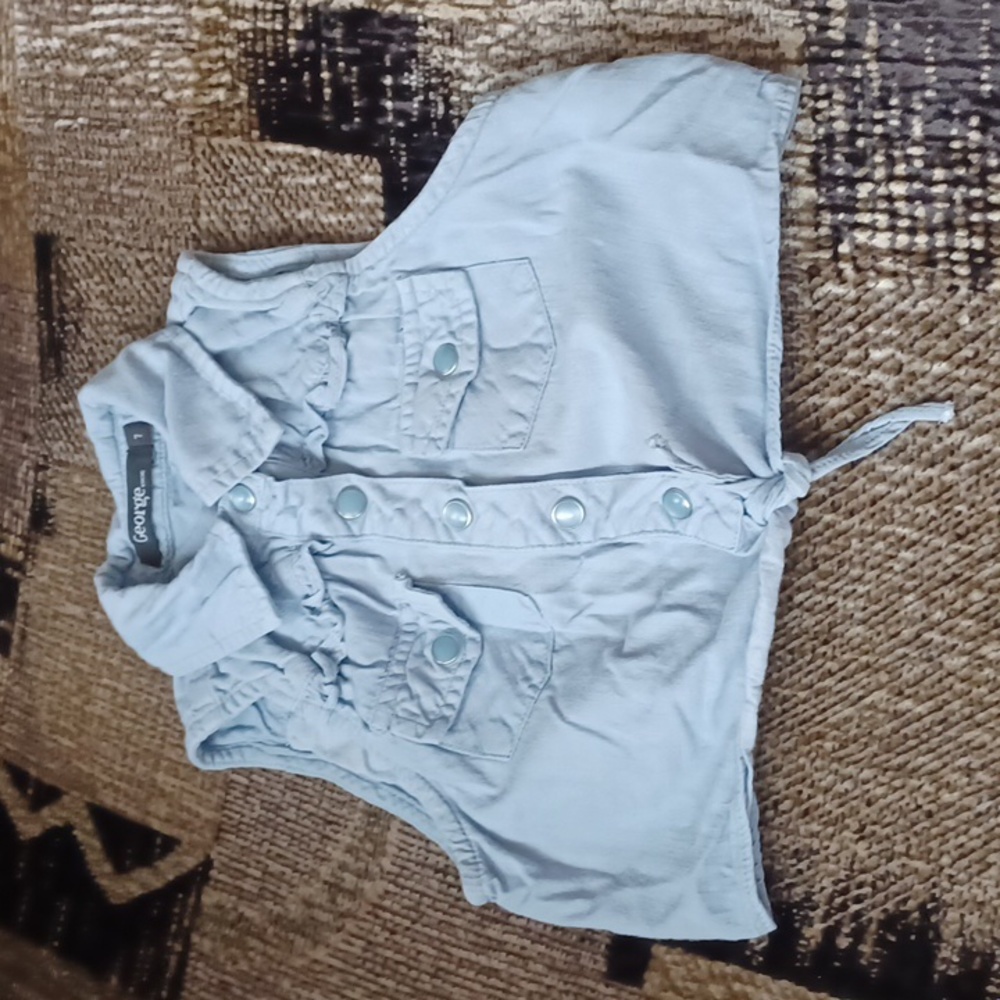 4/$30 Sleeveless Tie-Up Jean Blouse - Size 7 (Girl)